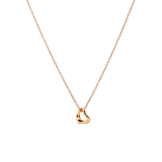 Elsa Peretti Open Heart Pendant Necklace 18K Rose Gold 7mm