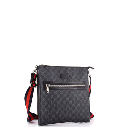 Web Strap Front Zip Messenger Bag GG Coated Canvas Medium
