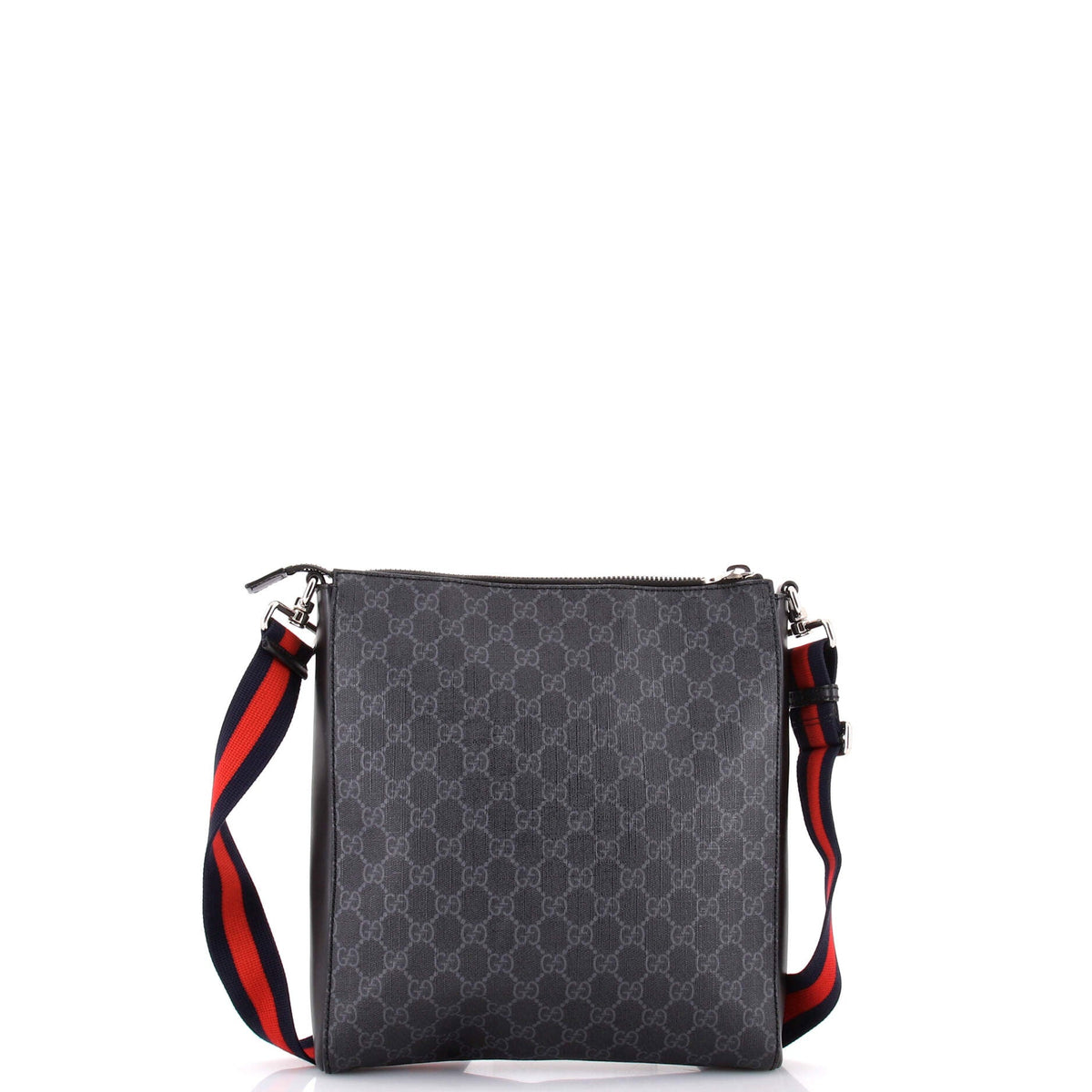 Web Strap Front Zip Messenger Bag GG Coated Canvas Medium