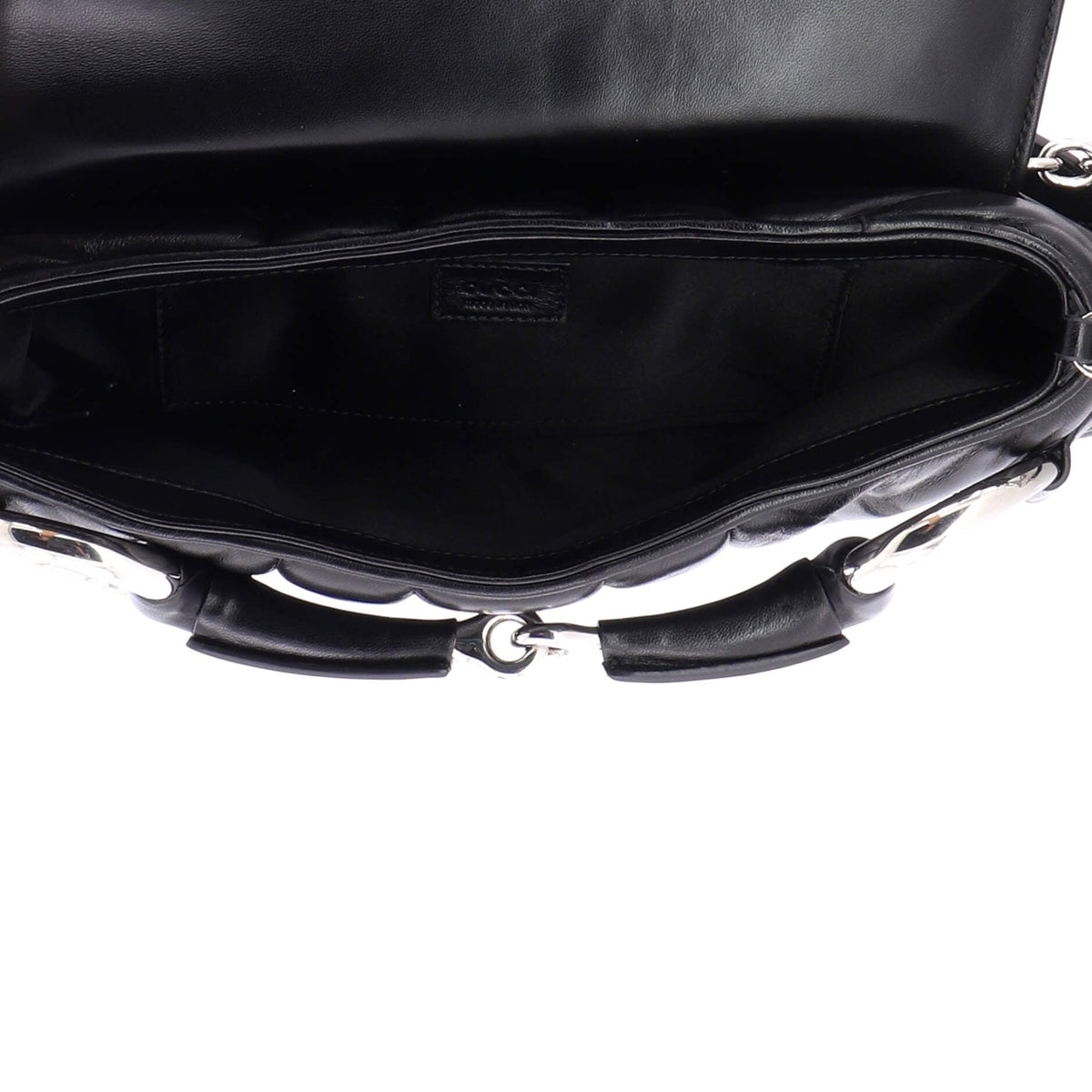 Horsebit Chain Shoulder Bag Vertical Quilted Leather Large