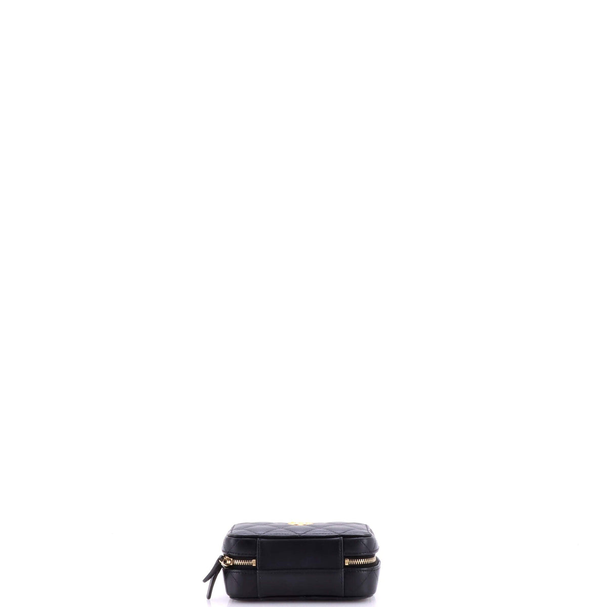 CC Chain Handle Zip Around Vanity Case with Chain Quilted Lambskin Mini