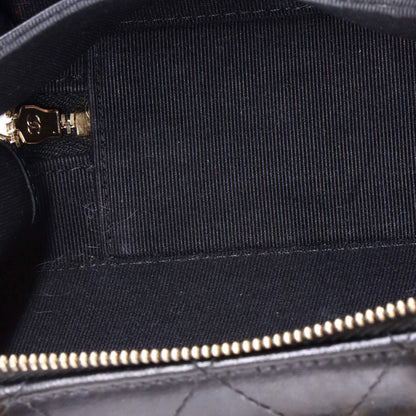 CC Chain Handle Zip Around Vanity Case with Chain Quilted Lambskin Mini