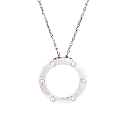 6 Diamonds Love Pendant Necklace 18K White Gold and Diamonds