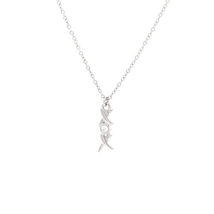 Paloma Picasso Graffiti Love and Kisses XOX Pendant Necklace 18K White Gold with Diamond