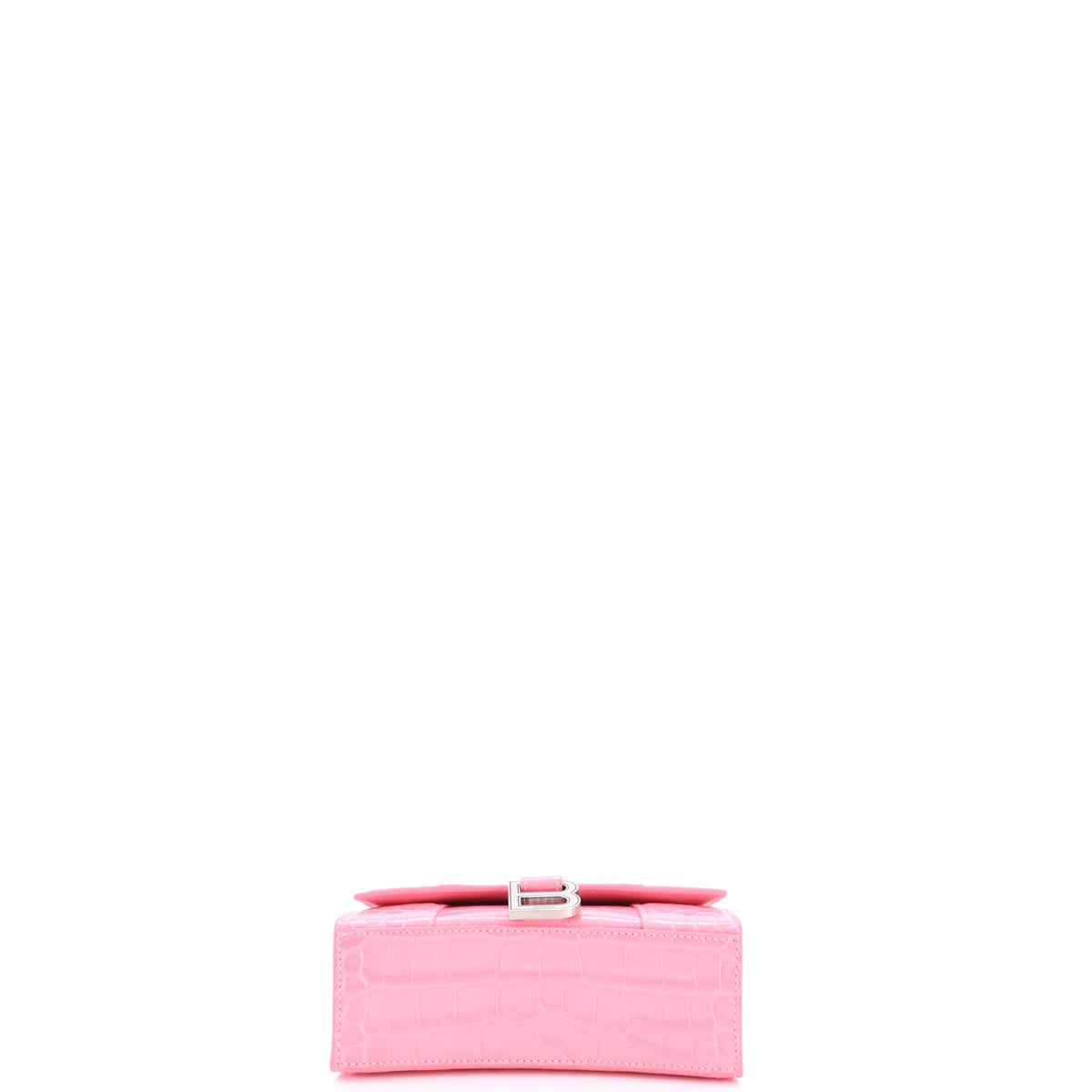 Hourglass Top Handle Bag Crocodile Embossed Leather XS