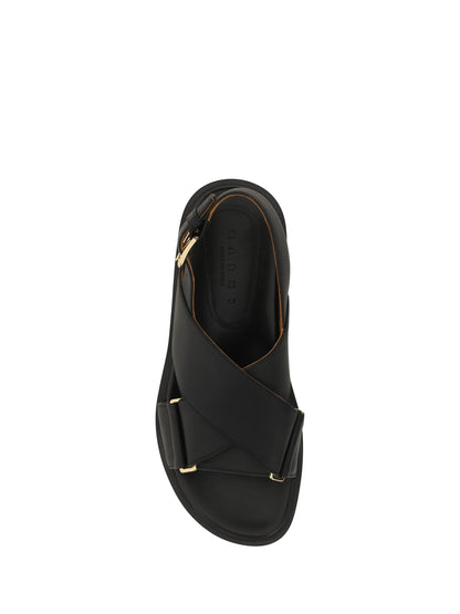 Sandals Fussbett Black Calf Leather