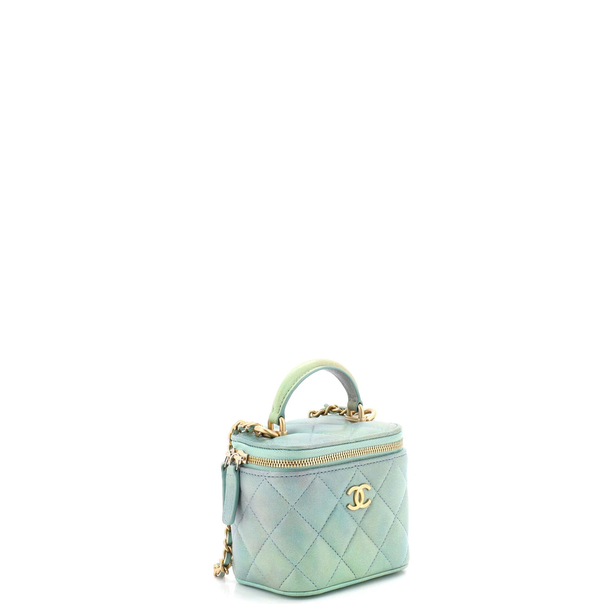 Classic Top Handle Vanity Case with Chain Quilted Lambskin Mini