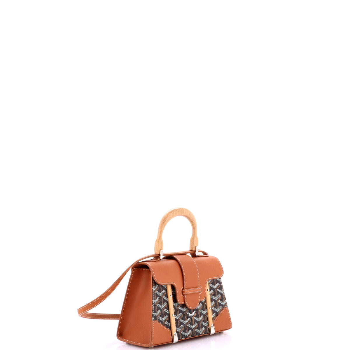 Structured Saigon Top Handle Bag Coated Canvas with Leather Mini