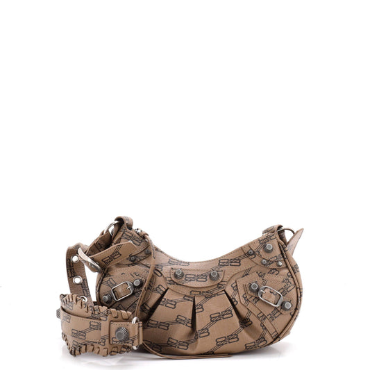 Le Cagole Giant Studs Shoulder Bag BB Monogram Coated Canvas XS