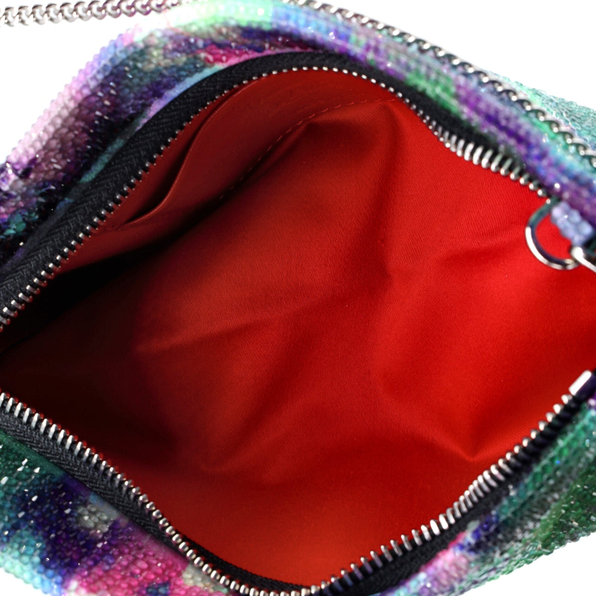 Loubitwist Clutch On Chain Crystal Embellished Suede Small