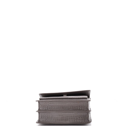 Sunset Crossbody Bag Crocodile Embossed Leather Medium