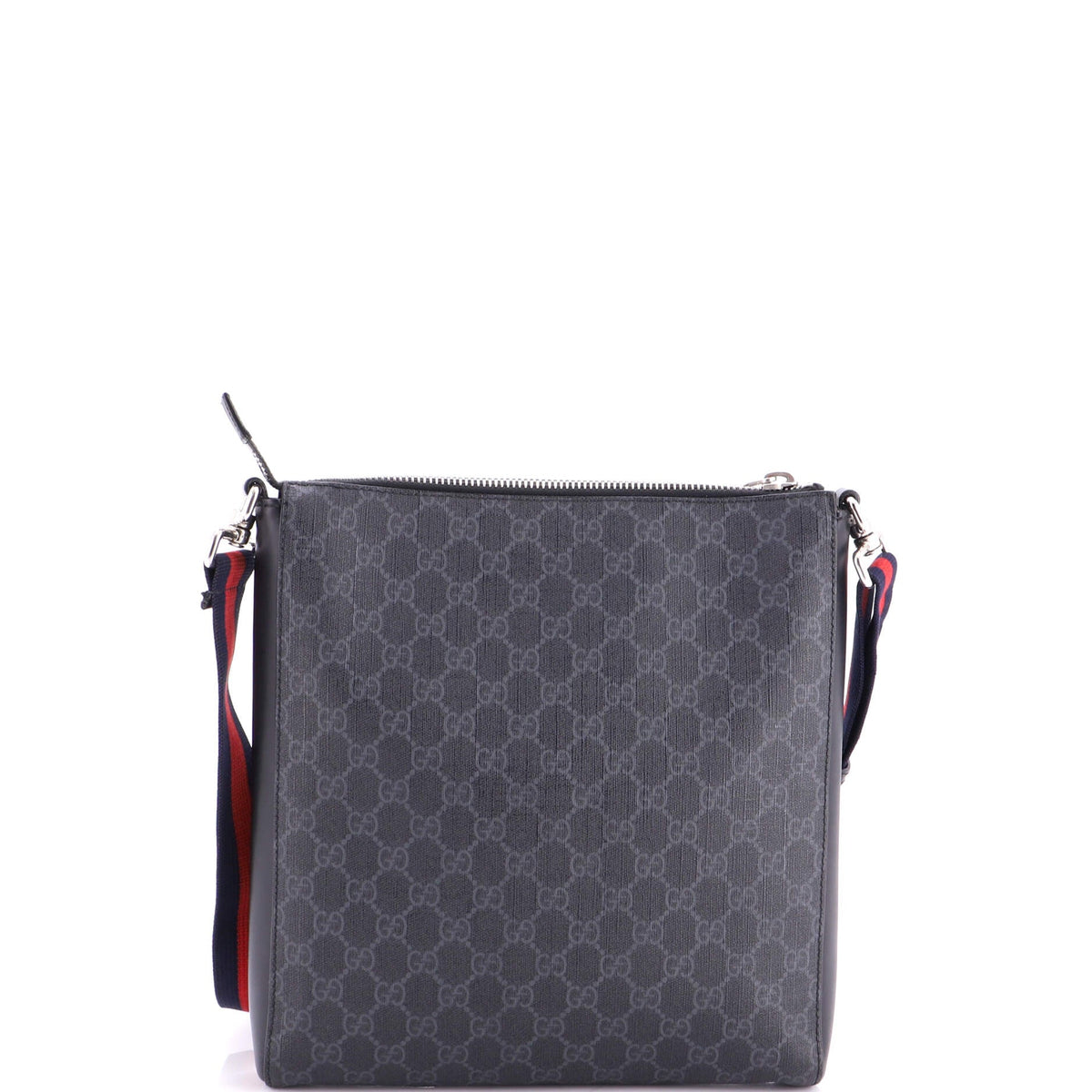 Web Strap Front Zip Messenger Bag GG Coated Canvas Medium