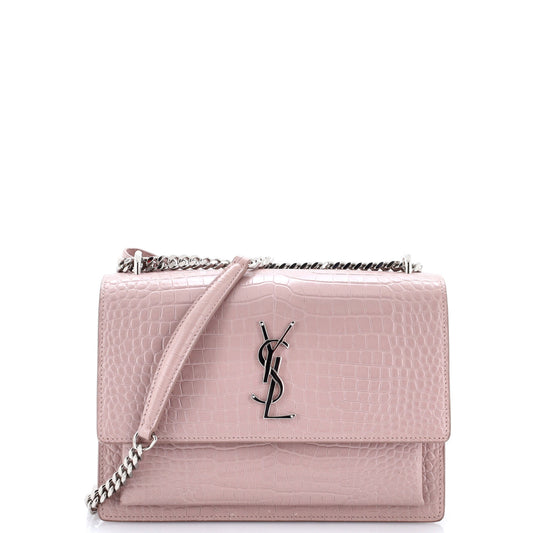Sunset Crossbody Bag Crocodile Embossed Leather Medium