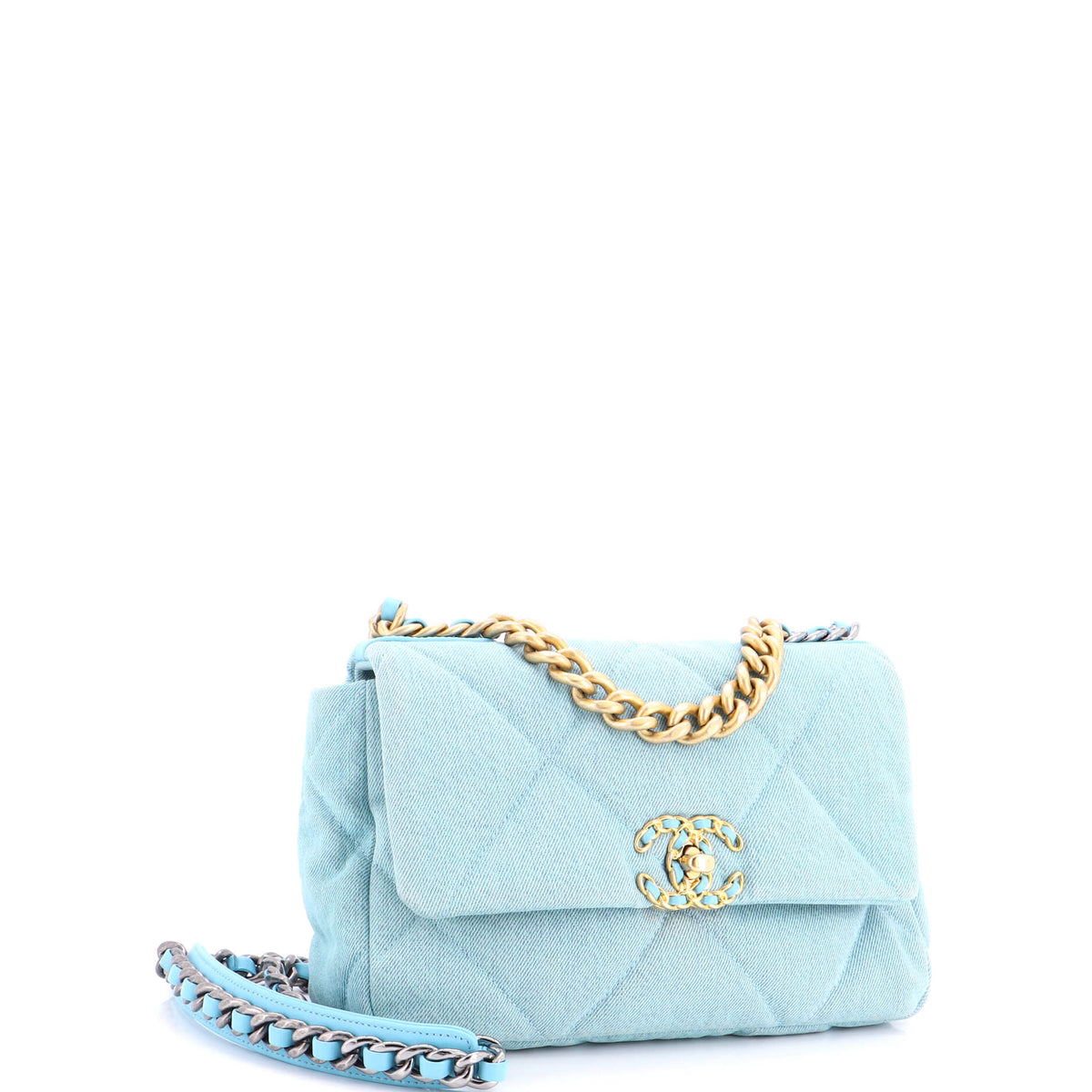 19 Flap Bag Quilted Denim Medium