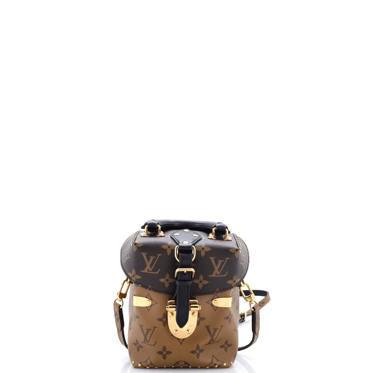 Camera Box Handbag Studded Reverse Monogram Canvas