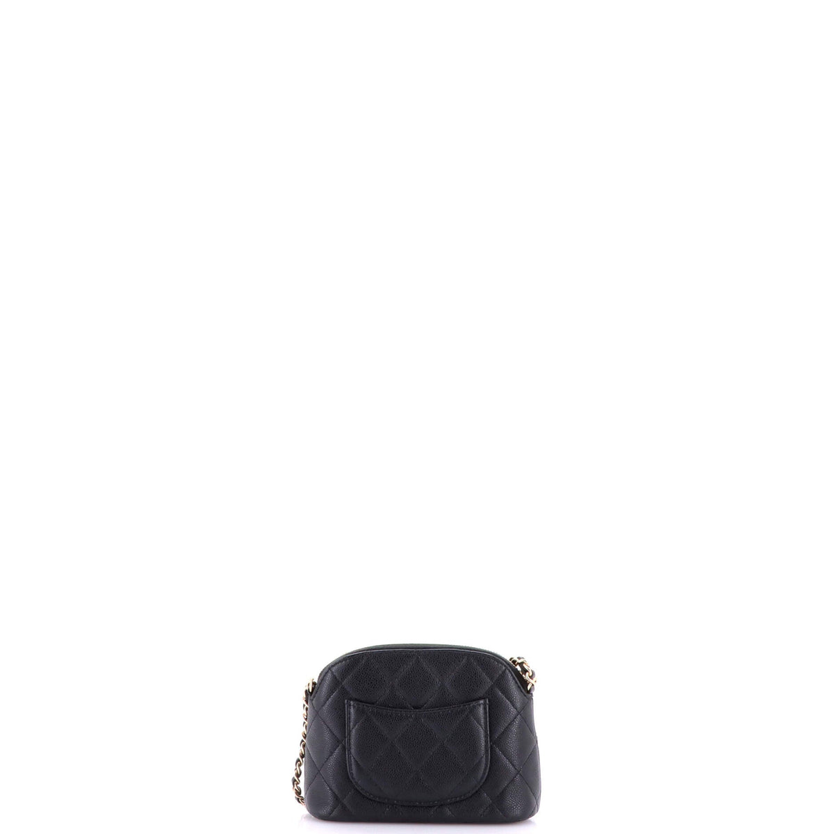 CC Dome Zip Clutch with Chain Quilted Caviar Mini