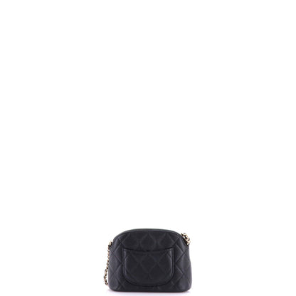 CC Dome Zip Clutch with Chain Quilted Caviar Mini