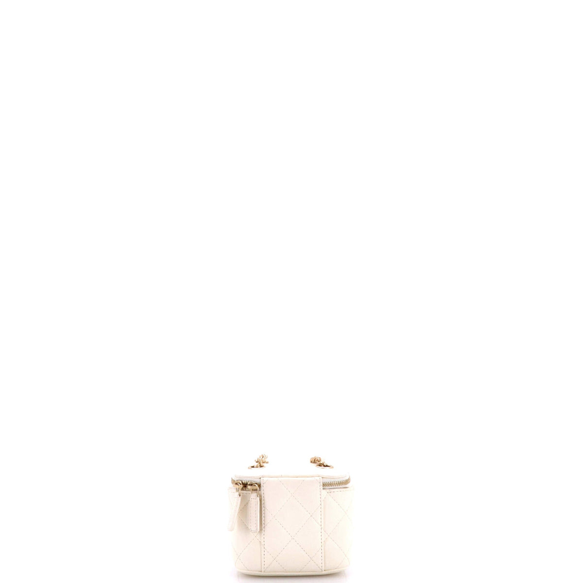 Camellia Bow Vanity Case with Chain Quilted Lambskin Mini