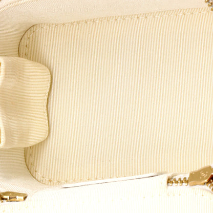 Camellia Bow Vanity Case with Chain Quilted Lambskin Mini
