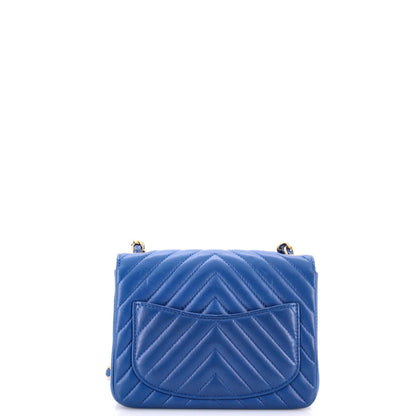 Square Classic Single Flap Bag Chevron Lambskin Mini