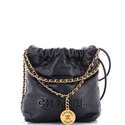 22 Chain Hobo Quilted Caviar Mini