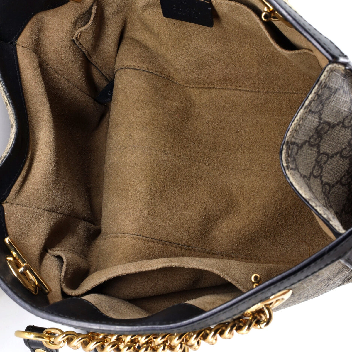 Padlock Chain Tote GG Coated Canvas with Leather Small