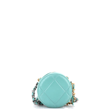 19 Round Clutch with Chain Quilted Leather