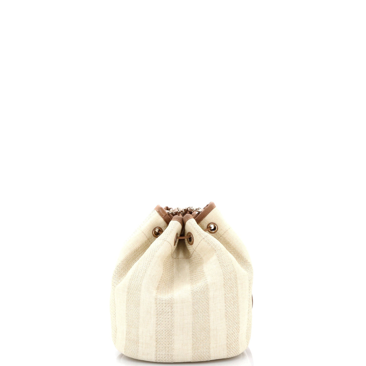 Deauville Drawstring Bucket Bag Striped Raffia Medium