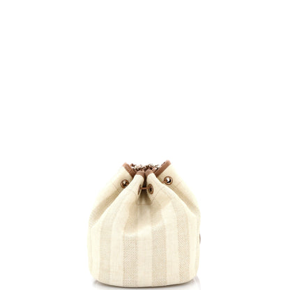 Deauville Drawstring Bucket Bag Striped Raffia Medium