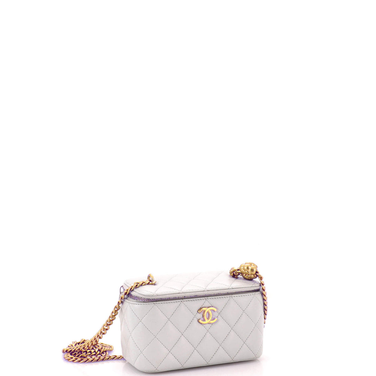 Sweet Camellia Vanity Case with Chain Quilted Lambskin Small