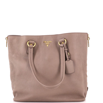 Side Zip Shopper Tote Vitello Daino Large