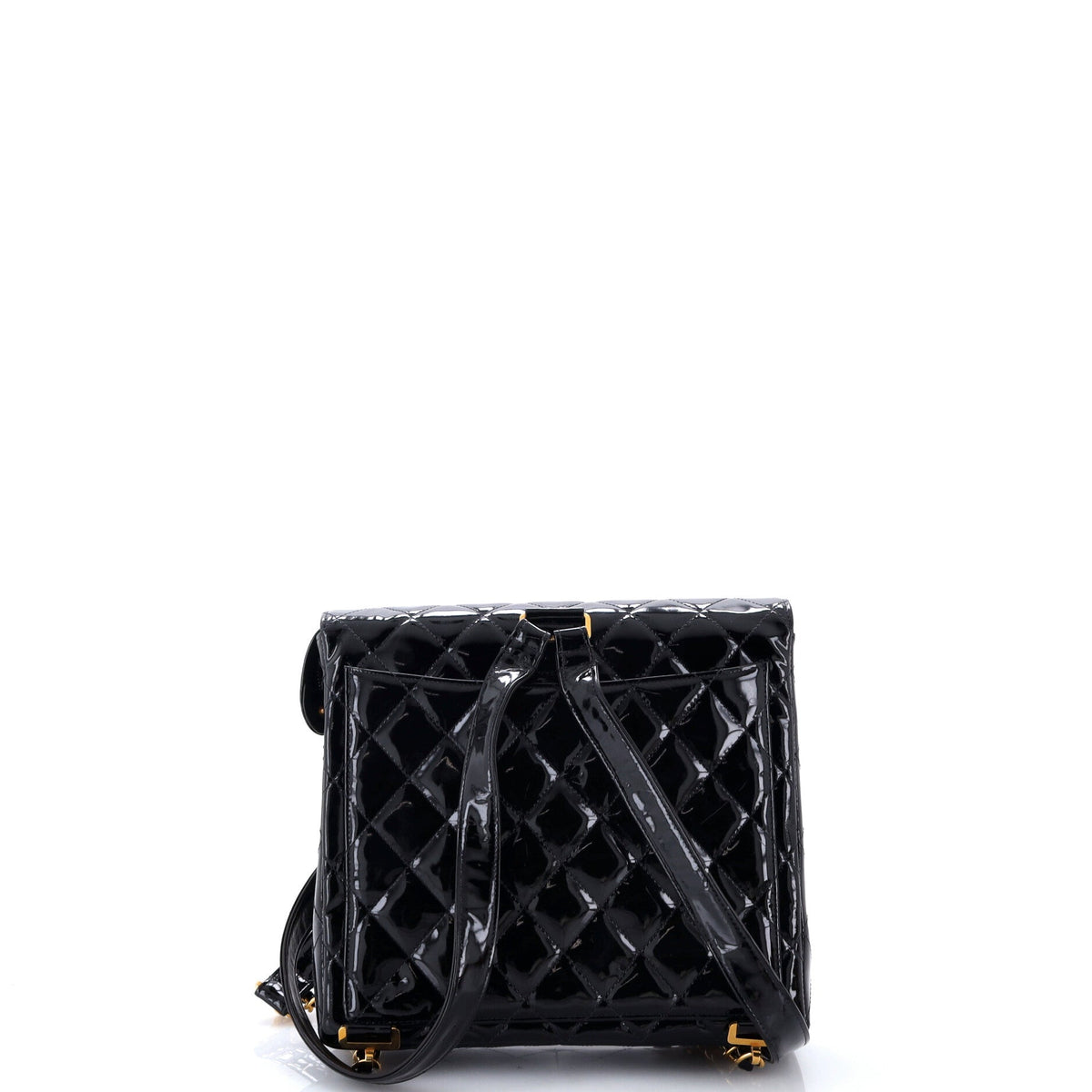 Vintage Classic Flap Backpack Quilted Patent Medium