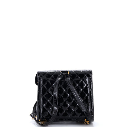 Vintage Classic Flap Backpack Quilted Patent Medium
