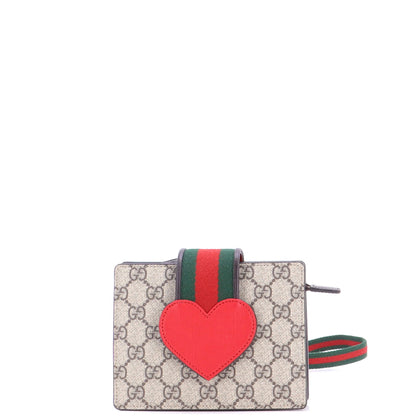 Children's Web Heart Shoulder Bag GG Coated Canvas
