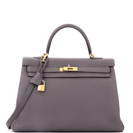 Kelly Handbag Etain Togo with Gold Hardware 35