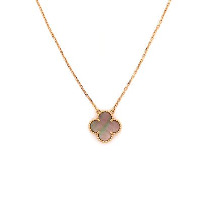 Vintage Alhambra Pendant Necklace 18K Rose Gold and Grey Mother of Pearl