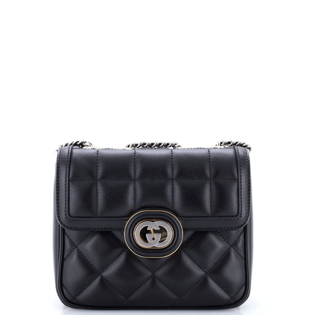 Deco Chain Flap Bag Mixed Matelasse Leather Mini
