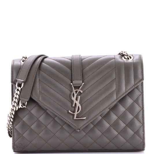Classic Monogram Envelope Satchel Mixed Matelasse Leather Medium