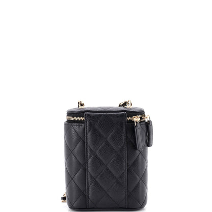 Vertical Classic Vanity Case with Chain Quilted Caviar Mini