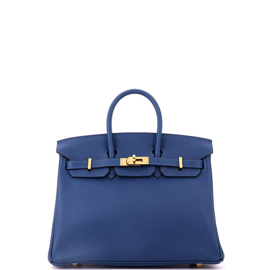 Birkin Handbag Deep Blue Novillo with Gold Hardware 25