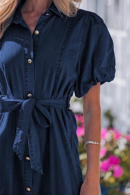 Threaded Pear Makayla Bubble Sleeve Long Dress