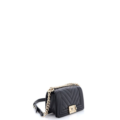 Boy Flap Bag Chevron Calfskin Small