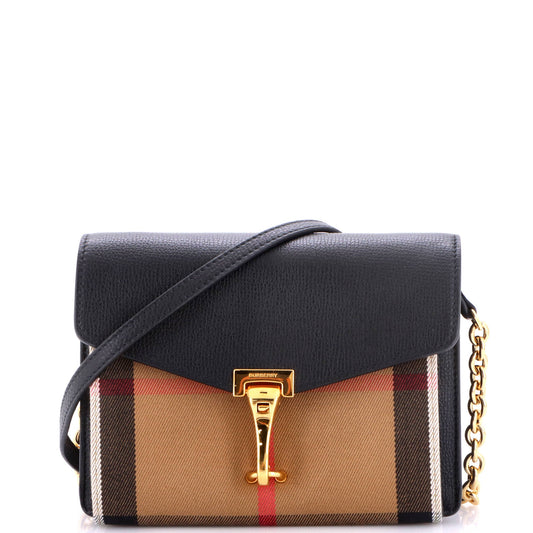 Macken Crossbody Bag Leather and House Check Canvas Baby