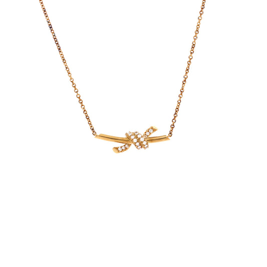 Knot Pendant Necklace 18K Yellow Gold with Diamonds Small