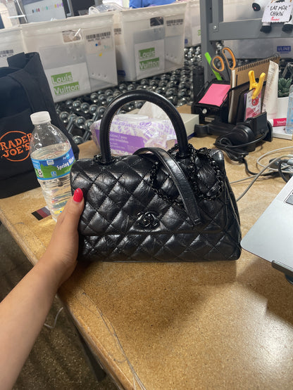 Coco Top Handle Bag Quilted Aged Calfskin Mini