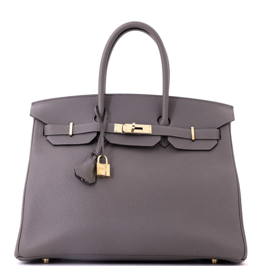 Birkin Handbag Gris Meyer Togo with Gold Hardware 35