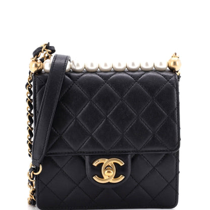 Chic Pearls Flap Bag Quilted Lambskin Mini
