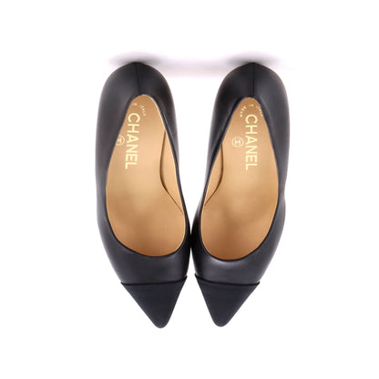 Women's Cap Toe CC Heel Pumps Leather with Grosgrain