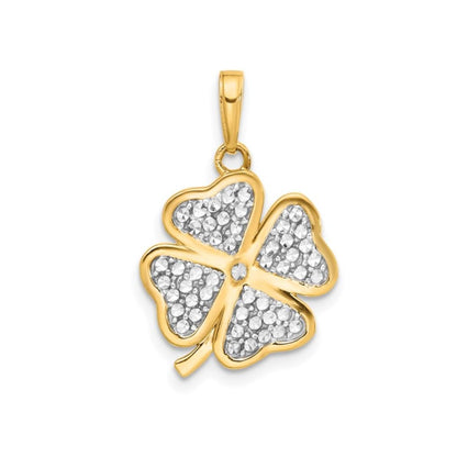 14K Yellow Gold Four Leaf Clover Charm Pendant