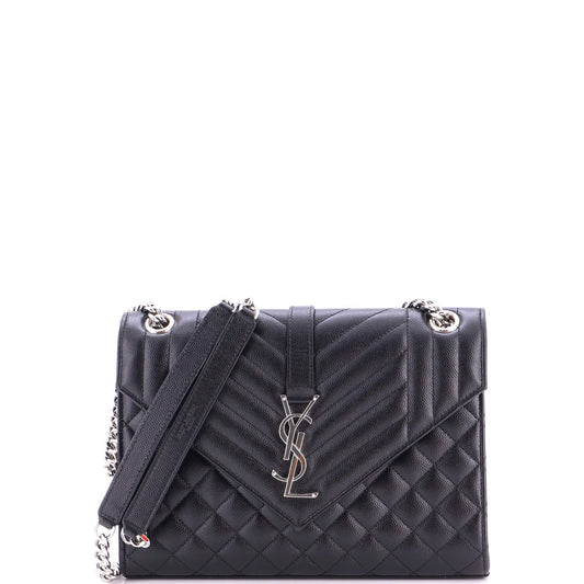 Classic Monogram Envelope Satchel Mixed Matelasse Leather Medium